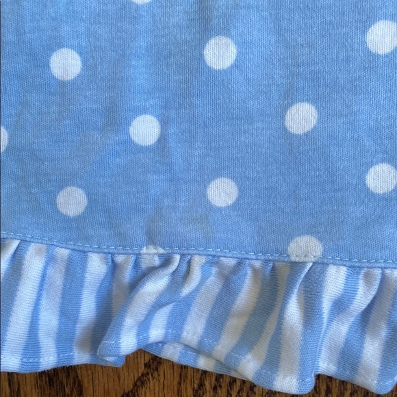 Blue with white polka dot and ruffle, Claire&Charlie Frozen smocked tunic, size6 - Picture 8 of 16